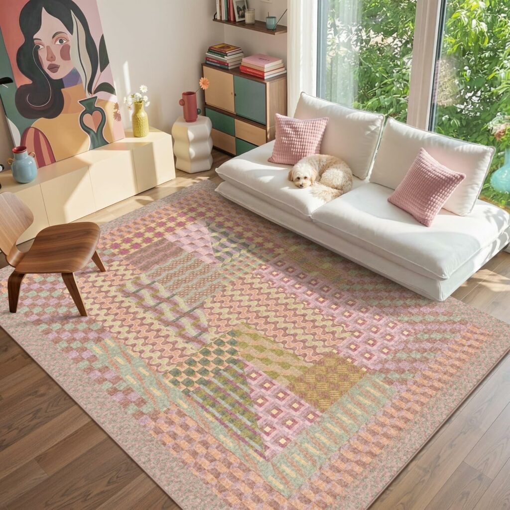 Pink Geometric Rug